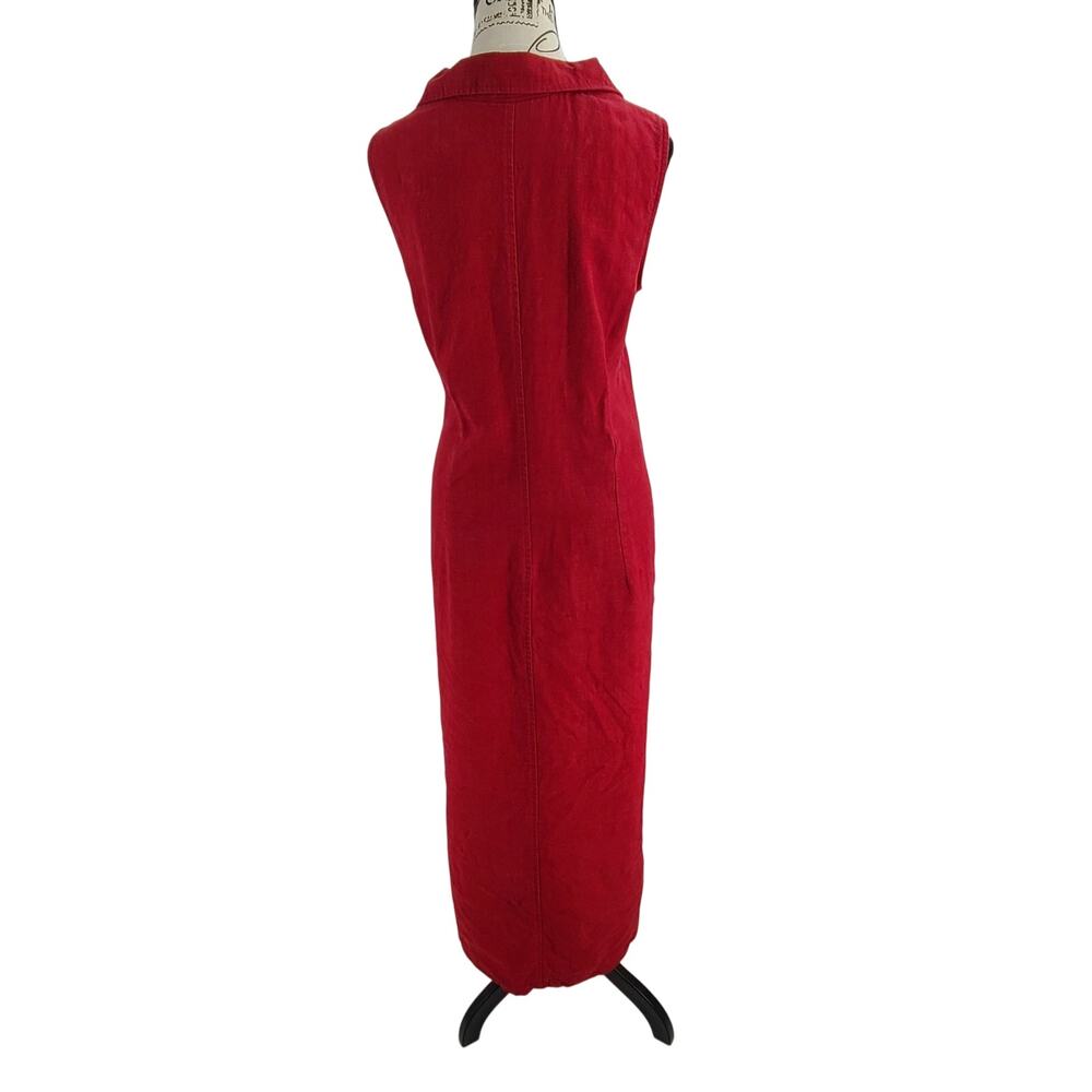 Studio Ease Vintage 100 % Linen shift dress red Size 16 Resort wear beachy - Picture 2 of 8